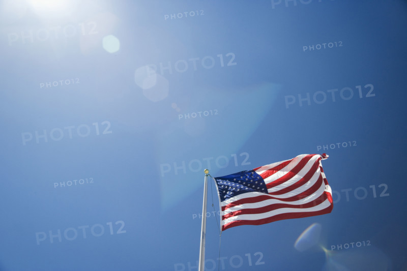 US flag against blue sky. Date : 2006