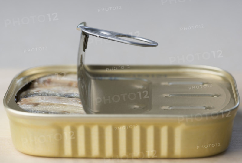 Can of sardines partly opened. Date : 2006