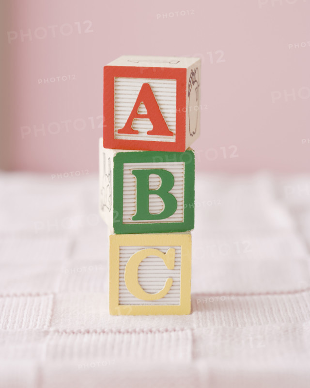 Close up of ABC blocks. Date : 2007