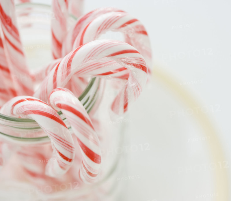 Close up of candy canes in jar. Date : 2006