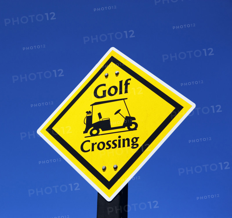 Low angle view of Golf Crossing street sign. Date : 2007