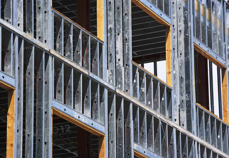 Low angle view of construction site. Date : 2007