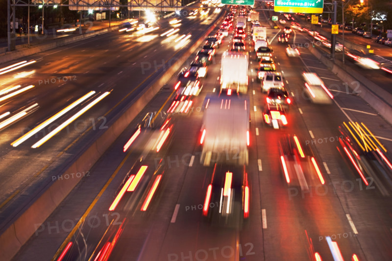 Blurred motion shot of traffic on highway. Date : 2007