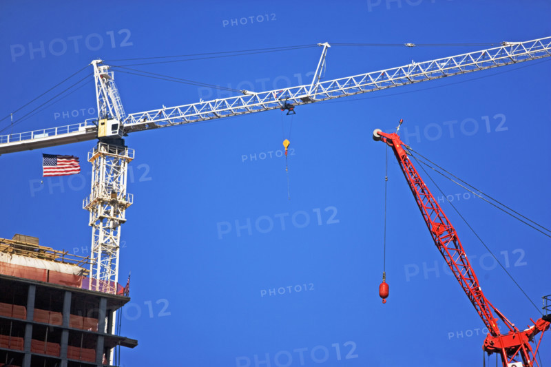 Cranes under blue sky. Date : 2007