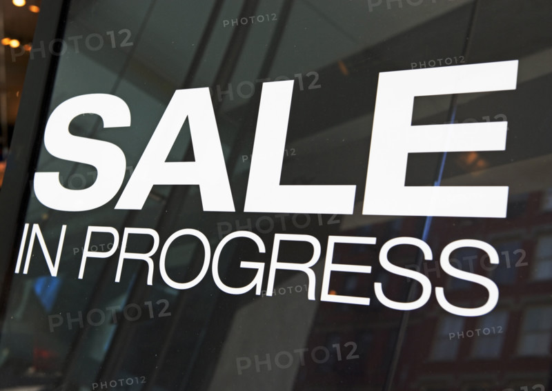 Close up of Sale in Progress sign. Date : 2007