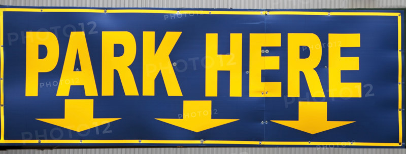 Park Here sign with arrows. Date : 2007