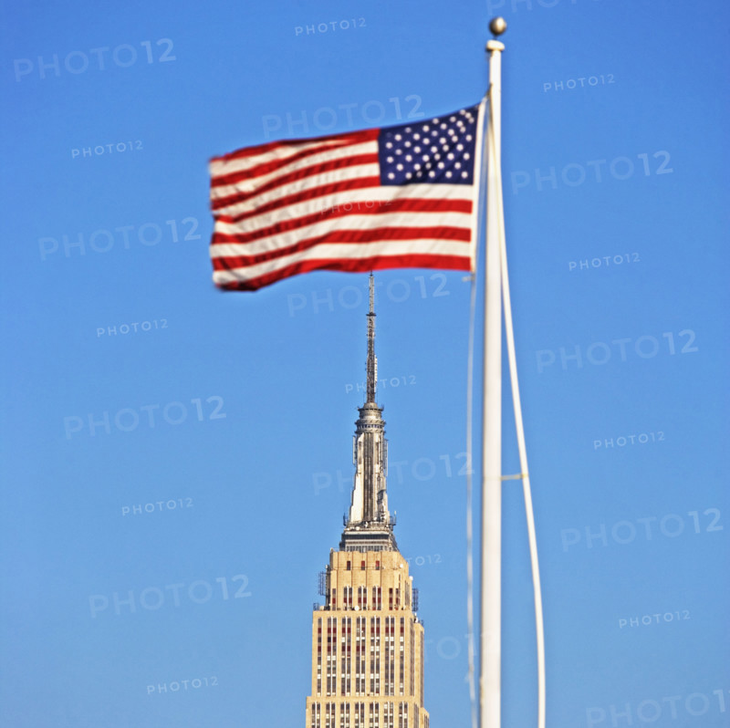 American flag over Empire State Building. Date : 2007
