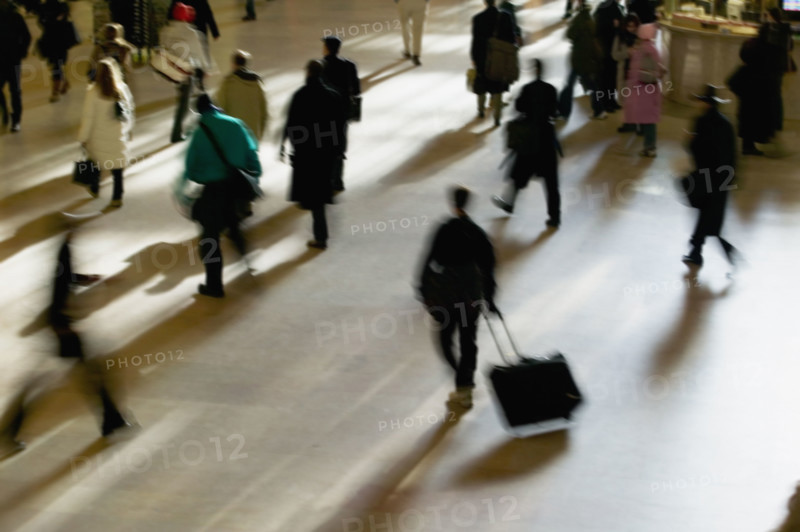Blurred motion shot of people, Grand Central Station, New York City. Date : 2007