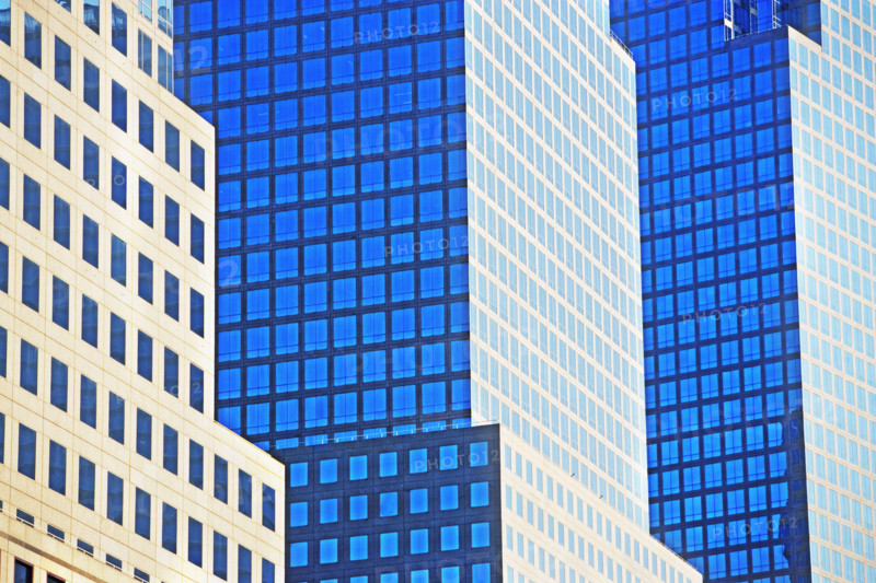 Low angle view of high rise buildings. Date : 2007