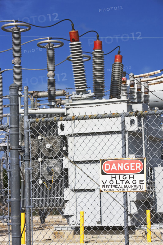 High voltage station with Danger sign. Date : 2007
