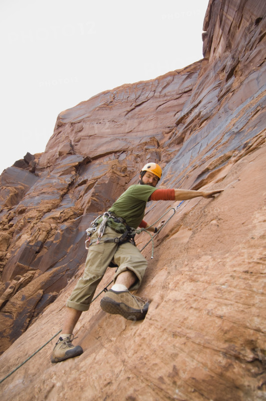 Man rock climbing. Date : 2007