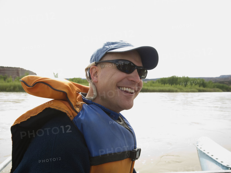 Man wearing lifejacket. Date : 2007