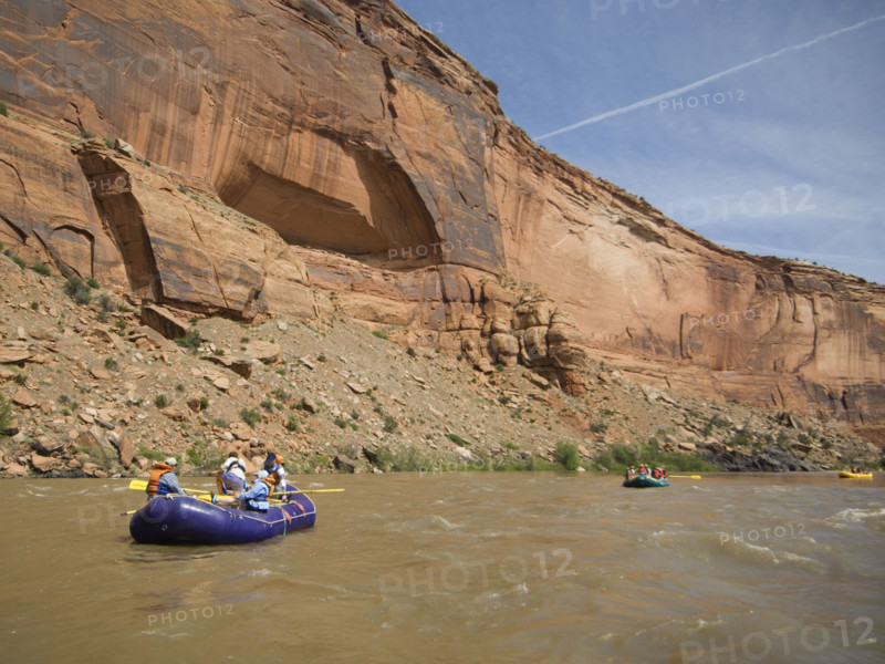 Groups of people river rafting. Date : 2007