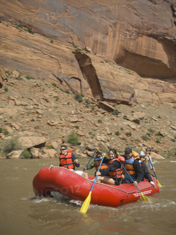 Group of people river rafting. Date : 2007