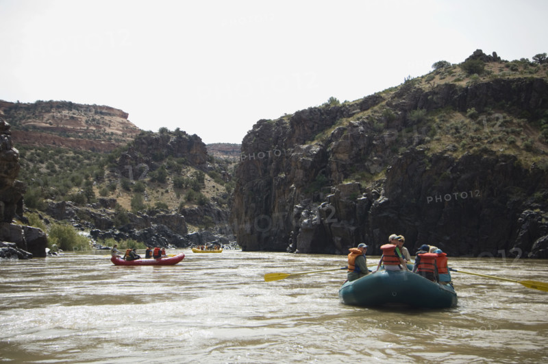 Groups of people river rafting. Date : 2007