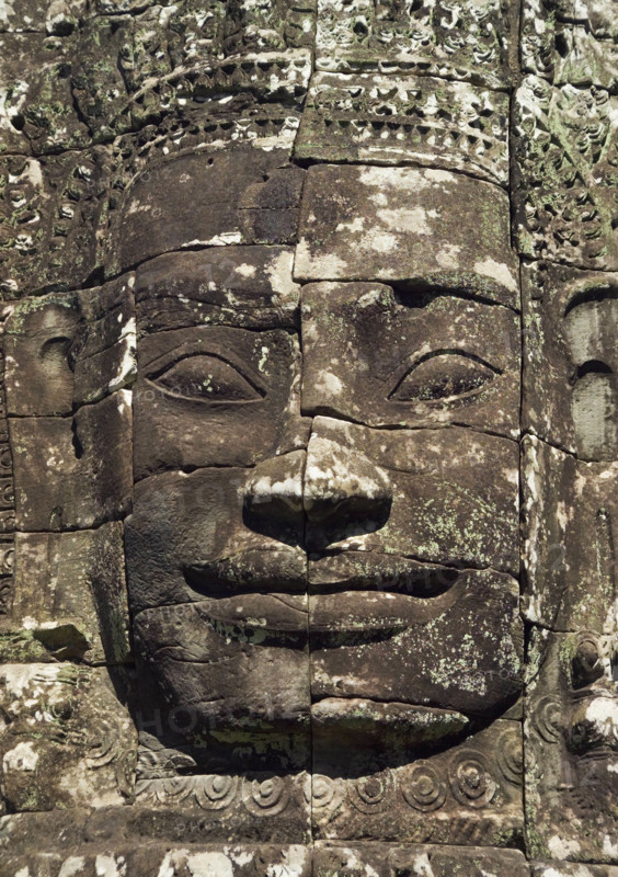 Detail at ancient Temple Angkor Thom Angkor Wat Bayon Cambodia. Date : 2006