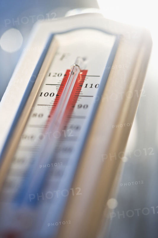 Close up of thermometer.