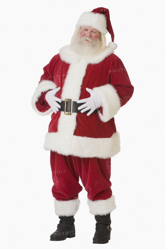 Santa Claus with hands on belly.