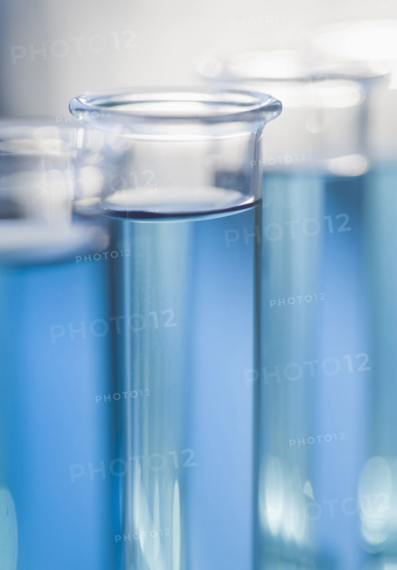 Close up of liquid in vials.