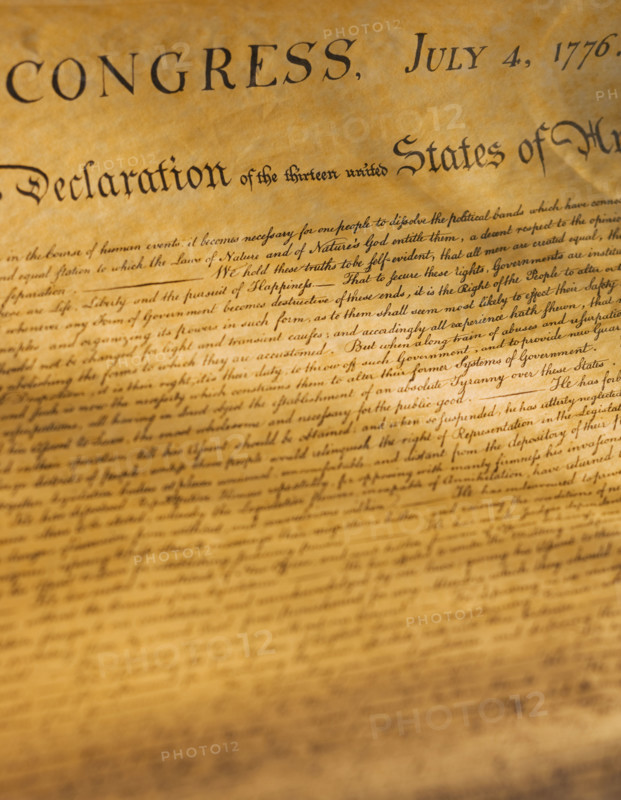 Gros plan de la  Declaration of Independance des Etats-Unis - 4 juillet 1776.