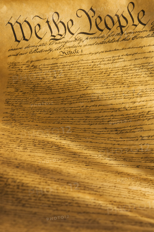 Close up of the United States Constitution.