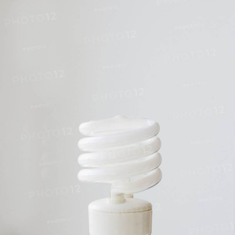 Close up of energy efficient light bulb. Date : 2008