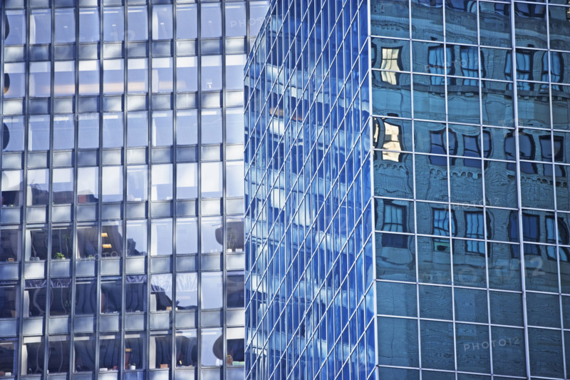 Low angle view of high rises, New York City, New York, United States. Date : 2008