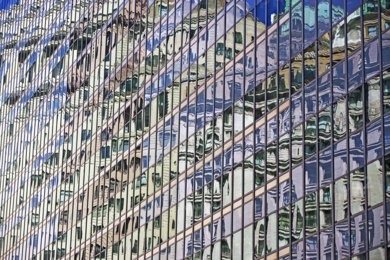 Low angle view of high rises, New York City, New York, United States. Date : 2008