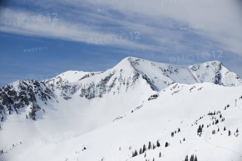 Snow covered mountains, Wasatch Mountains, Utah, United States. Date : 2008