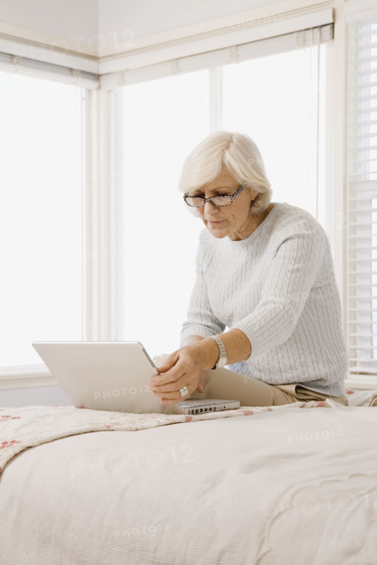 Woman looking at laptop. Date : 2008