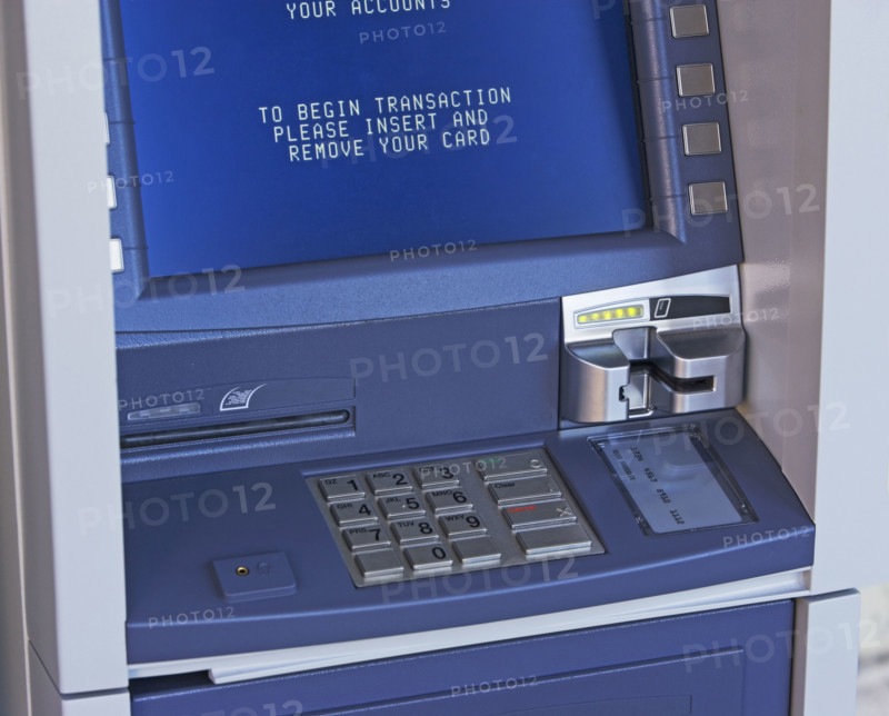 Close up of automatic teller machine. Date : 2008
