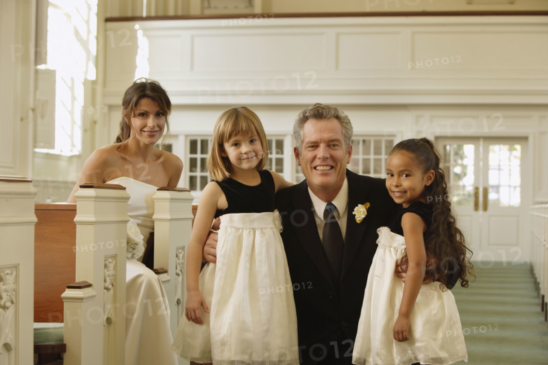 Bride and family in church. Date : 2008