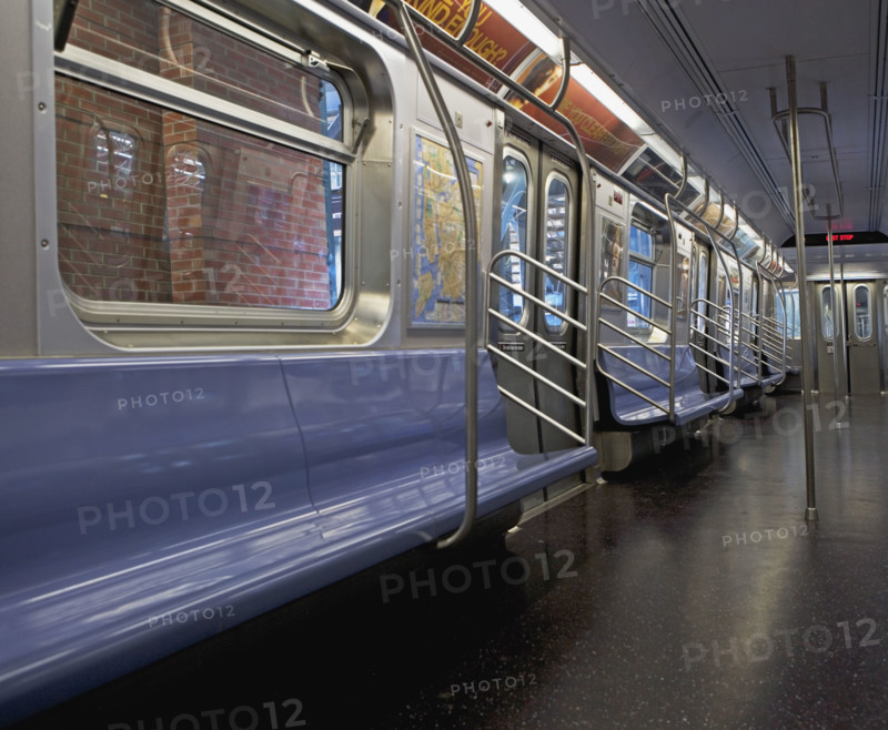 Interior of subway train, New York City, New York, United States. Date : 2008