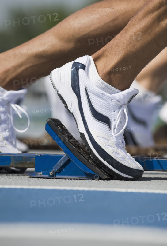 Runners on starter block.