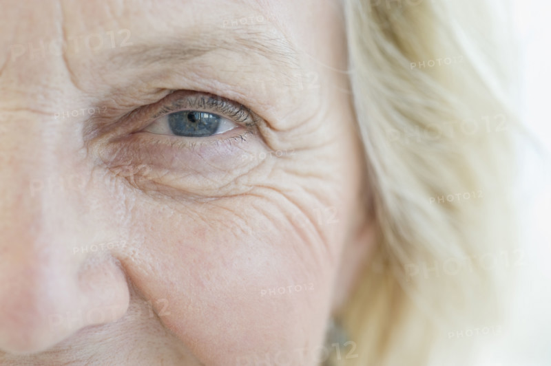 Close up of senior woman’s eye.