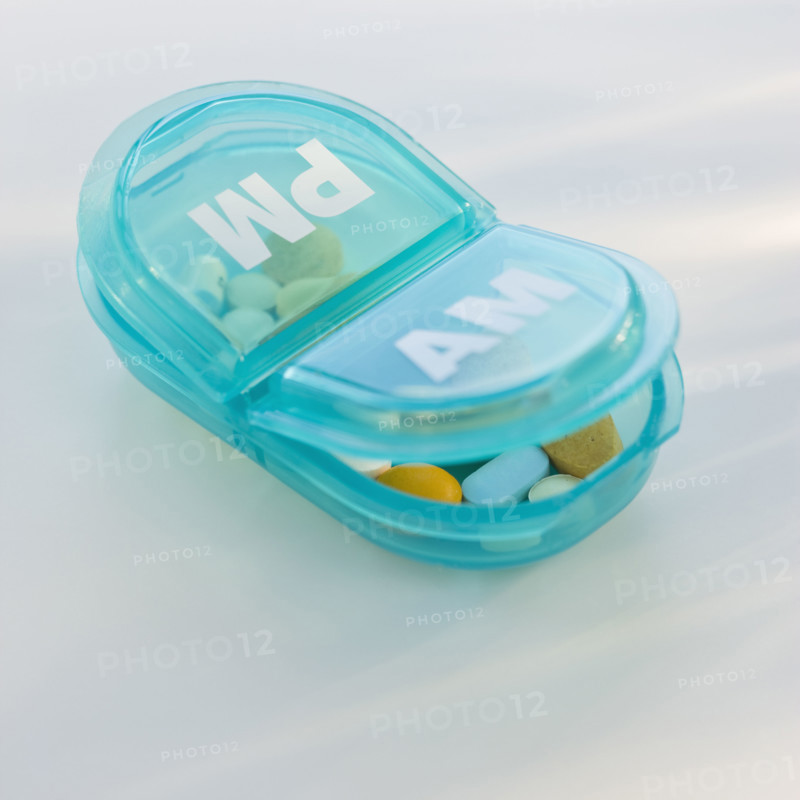 Close up of pill box.
