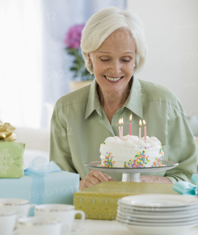 Senior women celebrating birthday .