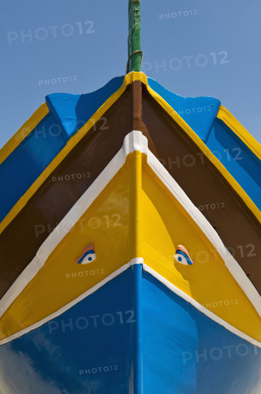Close up of colorful boat prow.
