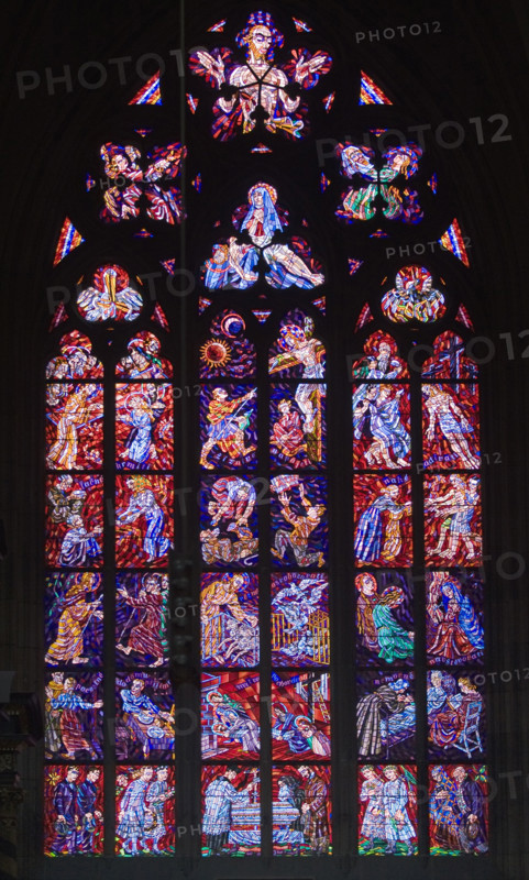 Interior view of cathedral window.