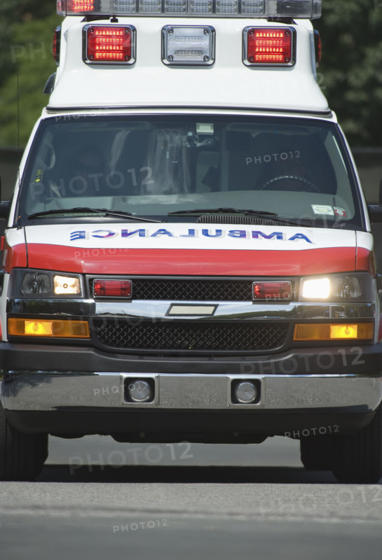 Front view of ambulance.