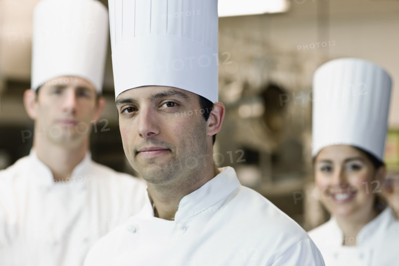 Professional chefs in uniforms. Date : 2008