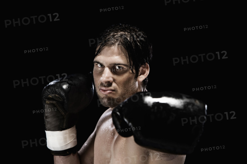 Close up of boxer in fighting stance. Date: 2008