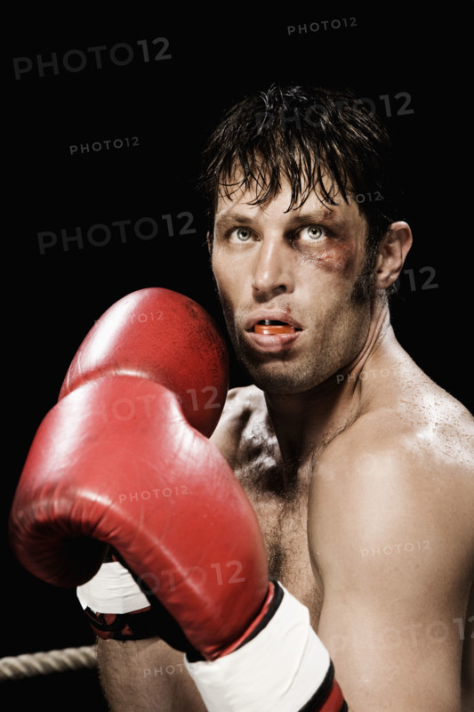 Close up of boxer in fighting stance. Date: 2008
