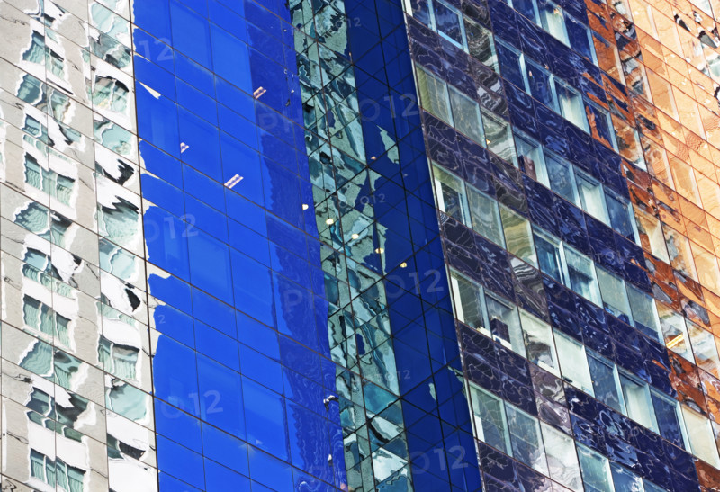 Colorful highrise building, New York City. Date : 2008