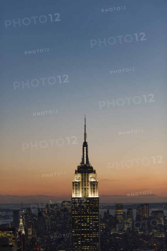 Sunset view of Empire State Building.