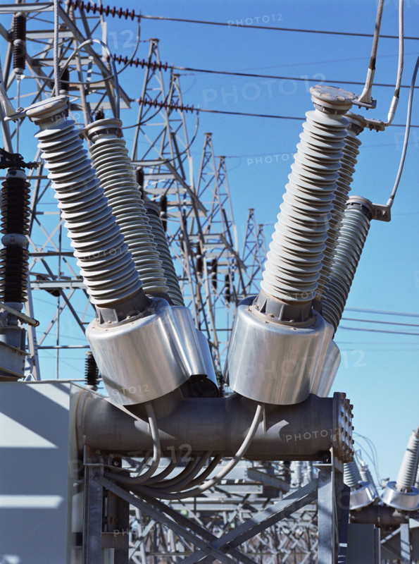 Transformers at electrical substation. Date : 2008