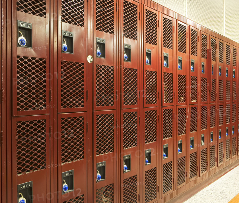 Row of gymnasium lockers. Date: 2008
