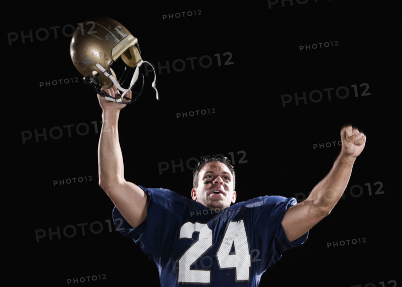 Football player celebrating. Date: 2008