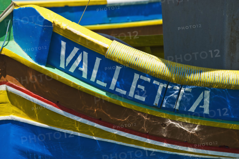 Close up of Luzzu fishing boat.