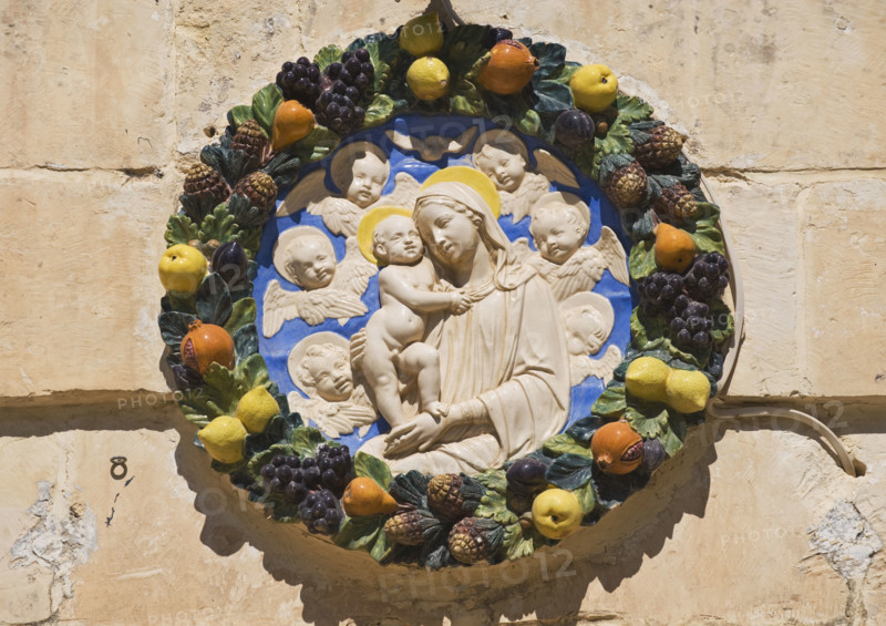 Madonna and child house plaque, Mdina, Malta.